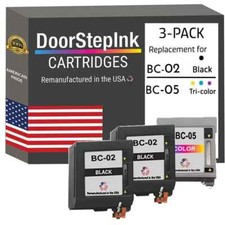DoorStepInk Compatible Ink Cartridge for Canon BC-02 2Black /BC-05 Color 3Pk-USA picture