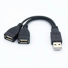 USB 2.0 Male To 2 Dual USB Female Jack Splitter Power Cord Adapter Cable 15/30cm picture