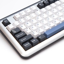 173 Key Arctic Keycap Set Black White Blue Doubleshot PBT Keycap  picture