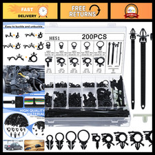 200 Pcs Wire Loom Routing Clips - 15 Sizes Push Mount for Automotive Wiring picture