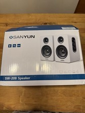 Sanyun SW208 3” Active Bluetooth 5.0 White Bookshelf Speakers Computer Gaming picture