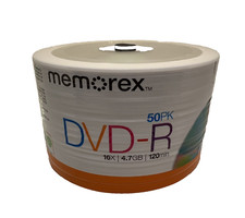 Memorex DVD-R 16X 4.7Go 120Min Eco Spindle Base Discs, 50 Pack, Sealed picture