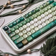 120 PCS Green White Keycaps Dye Sub PBT MOA Profile Fits 60/75/100% Keyboard picture