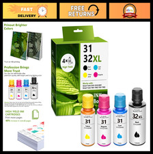 High Yield 32XL/31 Black Cyan Yellow Magenta Ink Cartridge Refills 4 Pack picture