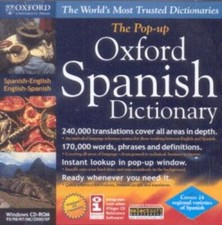 The Pop-up Oxford Spanish Dictionary PC CD translate espanol words phrases tool picture