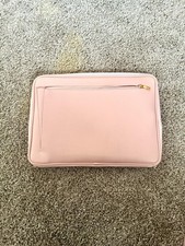 Threshold Tech Laptop Storage Pouch Pink Faux Leather Gold Zip 1.5
