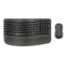 Wireless Ergonomic Keyboard and Mouse Combo - Wave Design, Quiet Keys, Graphite picture