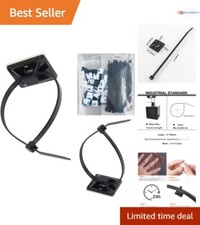 Self Adhesive Cable Clips Set 100 Pcs Black UV Waterproof Wire Mounts picture
