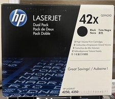 HP 42X DUAL PACK Q5942XD High Yield Black Open Box Sealed Toners picture