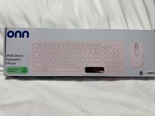 onn. Multi Device Wireless Keyboard Mouse Combo Pink Bluetooth USB 95 Keys picture