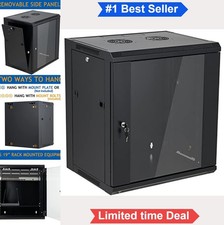 12U Wall Mount Server Cabinet Network Rack Enclosure Locking Glass Door Steel picture