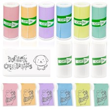 9 Rolls Self-Adhesive Mini Printer Paper - 6 Vibrant Colors & 3 White Compati... picture