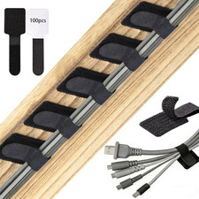100 Pcs Hook and Loop Cable Ties, Self Adhesive Cable Management Desktop Cable S picture