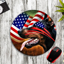 PATRIOTIC AMERICAN FLAG DOBERMAN ROUND NEOPRENE MOUSE PAD MAT HOME SCHOOL OFFICE picture