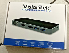 VisionTek VT200 Portable USB-C Dual Monitor Hub - DP, HDMI, VGA, USB Dock picture