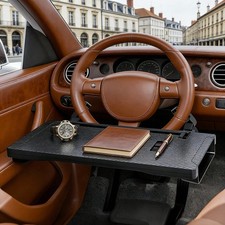 2-in-1 Car Steering Wheel Tray & Seat Gap Storage Box Carbon Fiber Texture picture