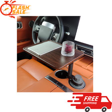 NEW Car Desk for Laptop, 360° Rotating Cup Holder Table, Wood Car Tray, Steering picture