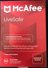 New McAfee LiveSafe, Unlimited Devices, Antivirus Internet Security 1 Year picture