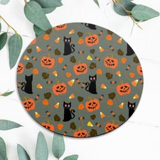 Halloween Cat Pumpkin Autumn Fall Mouse Pad Mat Office Desk Table Accessory Gift picture