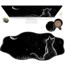 SROJDHFJB Black Cat Moon Large Gaming Mouse Pad Plus Coaster, 35.4 x 15.7 picture