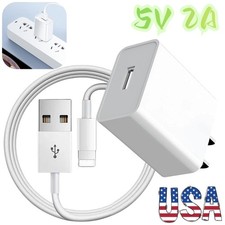 5V 2A USB Wall Charger Block Fast Charging Cable For iPhone 14 13 12 11 XR 8 Lot picture