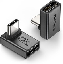 Silkland USB C 90 Degree Right Angle Adapter 2 Pack, [8K 60Hz, 240W 40Gbps] Male picture
