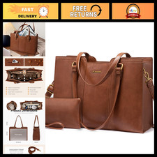 Waterproof Vintage Laptop Tote Bag for Women - Stylish Work Purse with Wristlet picture