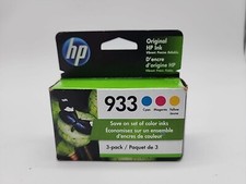 Genuine HP N9H56FN 933 Cyan, Magenta & Yellow Ink 3 Cartridges Exp. Oct. 2023 picture