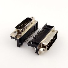10x D-SUB 15 Pin Male Right Angle PCB Solder Connector Adapter 2 Rows DB15 picture