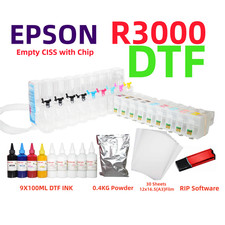 DTF Printing Kit for Stylus R3000: CISS, Ink, Film, Powder, RIP picture