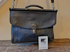 COACH Vintage Beekman Briefcase Black Leather Nickel Laptop Bag 5266 Preowned picture