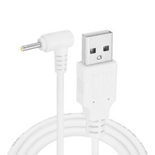 2Pcs 3.3ft USB A Type 2.5 x 0.7mm L-Shaped Head Power Connector White picture