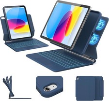 ZYNTHRALIX Blue Detachable Backlit Trackpad Keyboard Case iPad 10th/11th picture