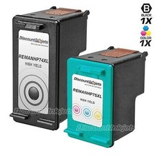 2PK #74XL #75XL BLACK COLOR Ink Set for HP CB336WN CB338WN High Yield Cartridge picture