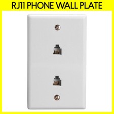 RJ11 Phone Dual Port Wall Plate 6P4C White Telephone Line Modular Faceplate picture