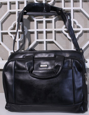 Solo Laptop Messenger Bag Black LEATHER Briefcase Shoulder Strap 15x12x6 picture