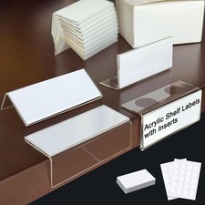 Acrylic Shelf Labels,L-Shape Book Shelf Labels,Price Tags,Sign Holder,Display... picture