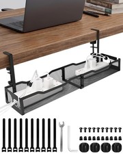 Cable Management Under Desk 25'' Metal Cord Organizer, Black picture