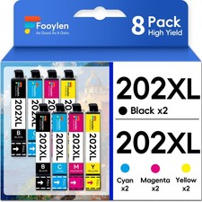 8 Pack Compatible With 202XL Ink Cartridges for Epson Expression XP-5100 WF-2860 picture