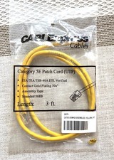 CableXpress Cat5e UTP Ethernet Patch Cable RJ-45 Gold Plated Yellow 3ft picture