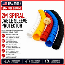 2M Spiral Cable Sleeve Protector 8/10/12mm Wire Organizer Flexible Wrap Tube picture
