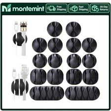 Cable Clips 16PCS Black Self Adhesive Cord Organizer Wire Holder picture