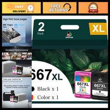 High-Capacity 667XL Ink Cartridge Black & Color Combo Pack Replacement for HP picture