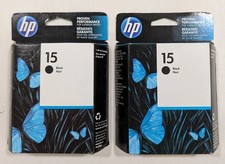 Lot Of 2 Genuine HP 15 Black Ink Cartridge C6615DN -Sealed - Exp. 2/18 & 11/16 picture
