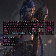 League of Legends Jinx Mechanical Keyboard PBT Keycaps 123 Keys Cherry MX High picture