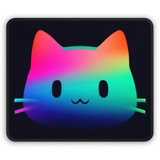 Rainbow Kawaii Cat Gaming Mouse Pad | Cute RGB Kitty Desk Mat picture