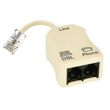 2-Way RJ11 DSL Phone Line Splitter Filter Cream 6P4C Male to 2 6P2C Female picture