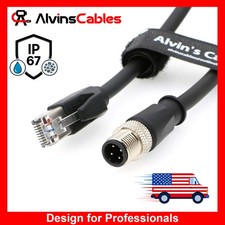 M12 4 Pin D-Coded to RJ45 Shielded Ethernet Cable Network Cord 24AWG SFTP 1m picture