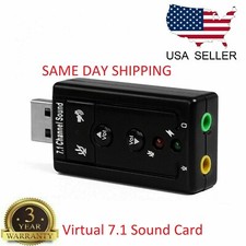 USB 2.0 External 7.1 Channel 3D Virtual Audio Sound Card Mic Adapter Laptop PC  picture