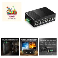 Din Rail Industrial Ethernet Switch, 8 Ports 10/100/1000Mbps, Fanless Wall Mo... picture